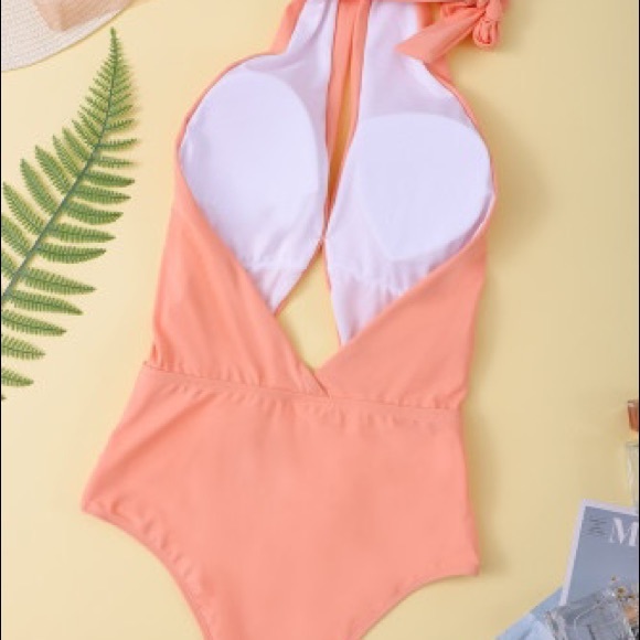 LAST ONE Halter One Piece Pink Swimsuit - Picture 8 of 9